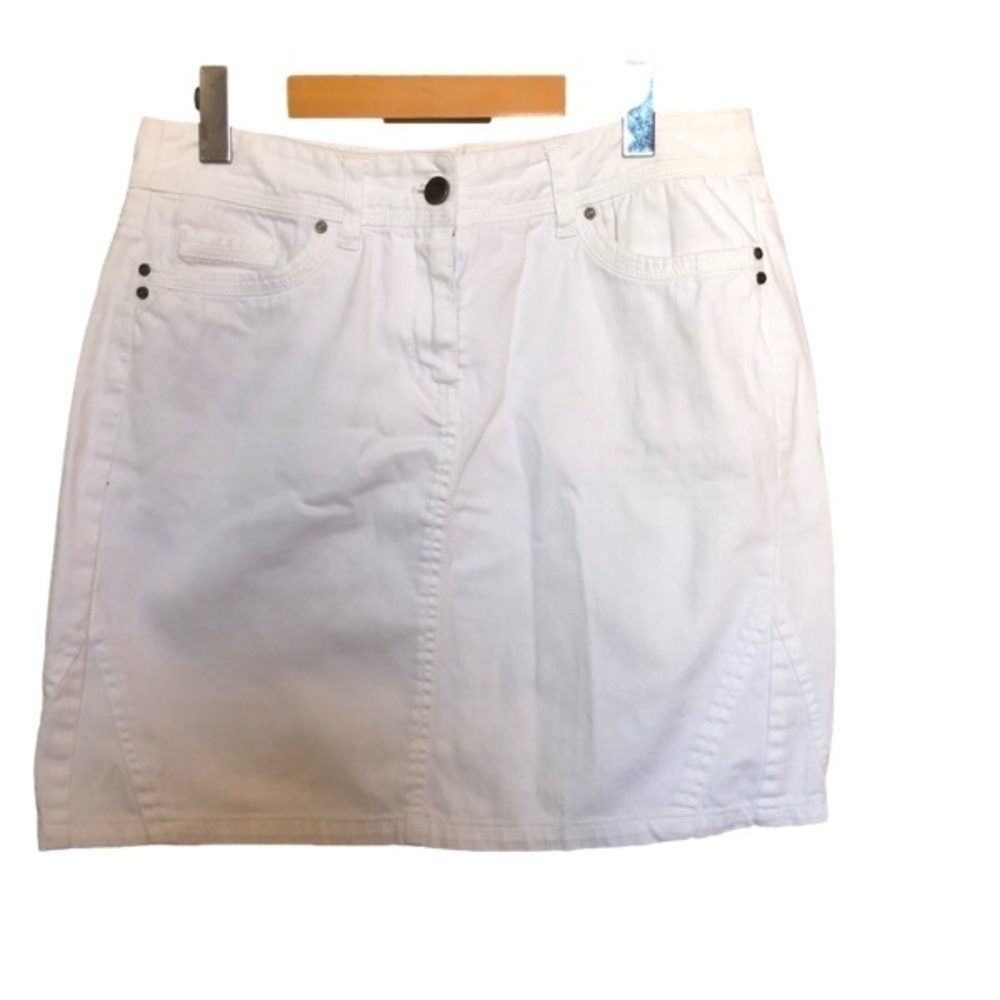 90’s White Denim Coastal Cowgirl Mini Skirt Size 6